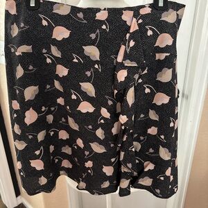 LOFT Black and Pink Floral Mini Skirt